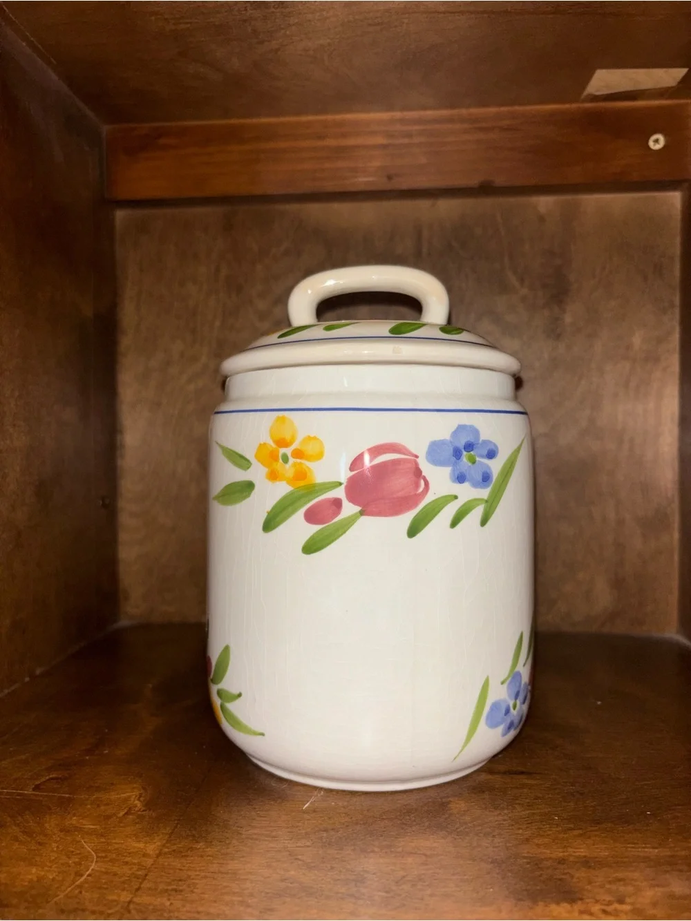 Ceramic Floral Canister Set - White with Multicolor Flowers